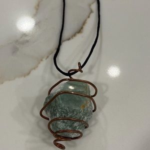 Green Aventurine crystal with copper necklace